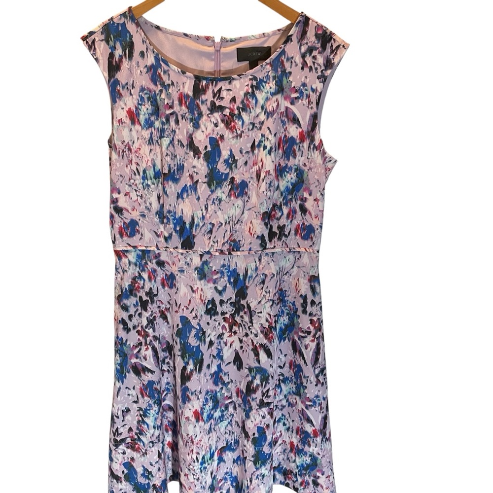 J. Crew A-line Flare Lilac Watercolor Floral Mini Dress Size 10